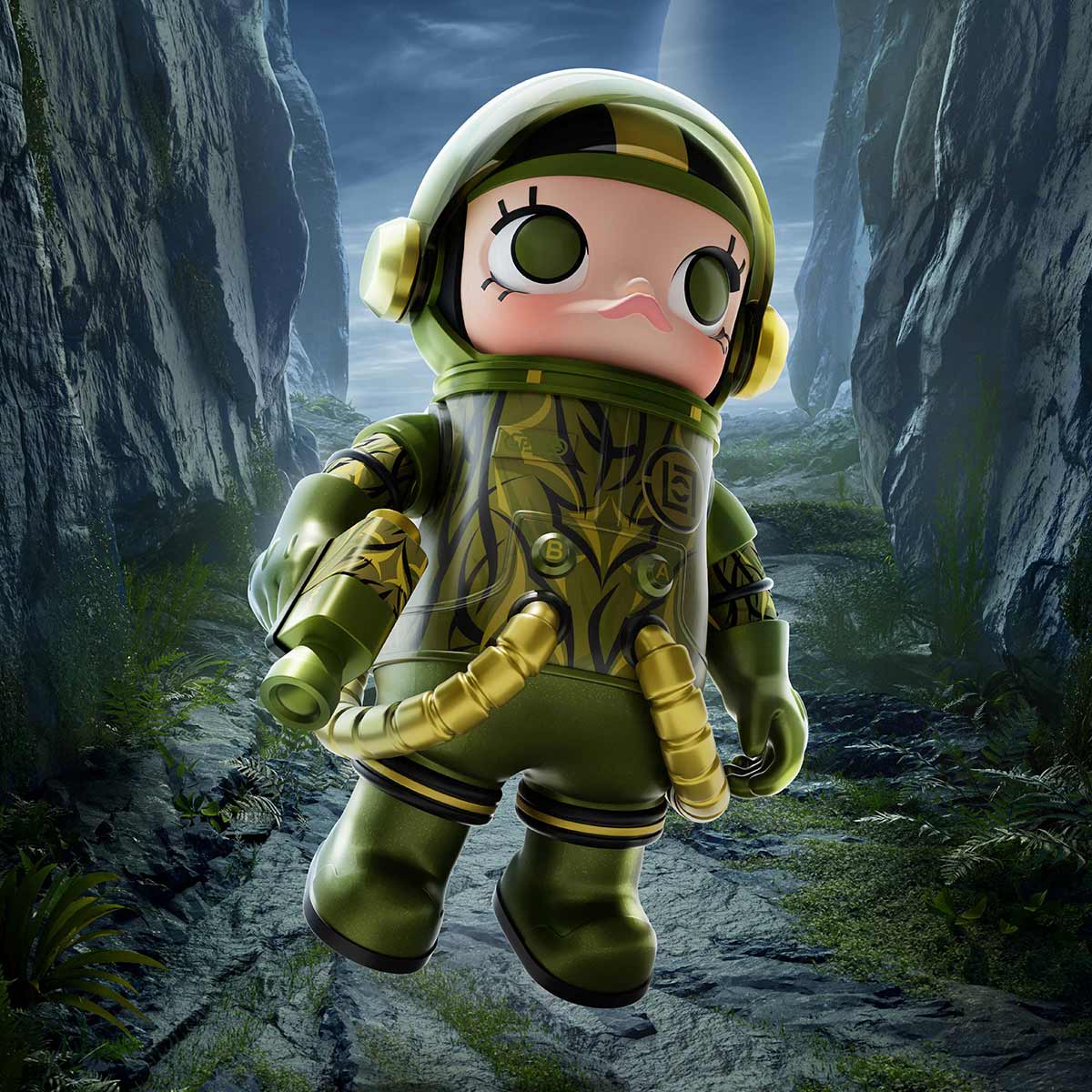 POP MART Mega Space Molly 100% CLOT Olive Alienegra (EXCLUSIVE)
