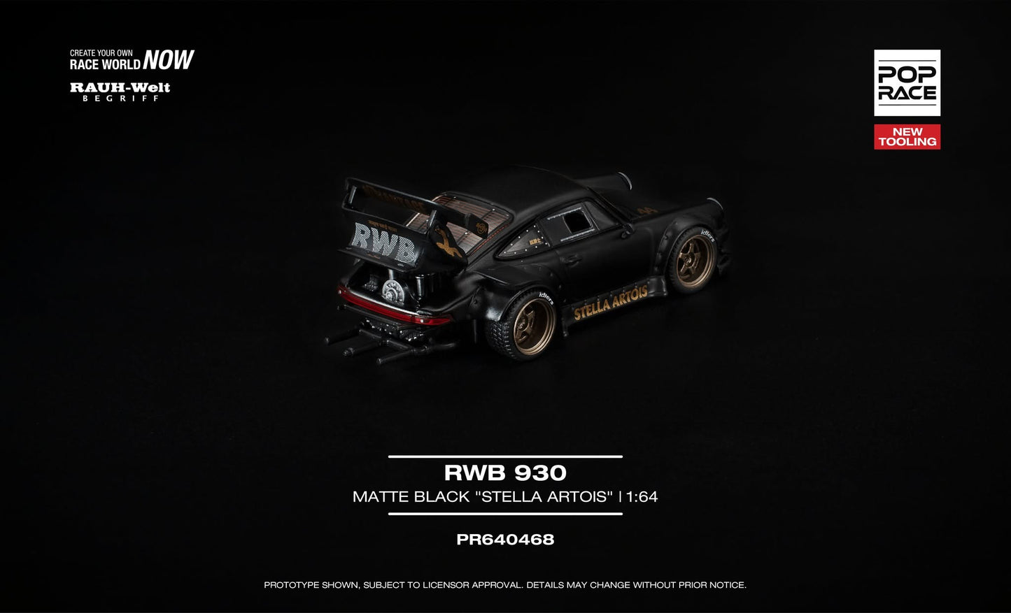 POP RACE Porsche 911 (930) RWB Matt Black | 1:64 - PRE ORDER