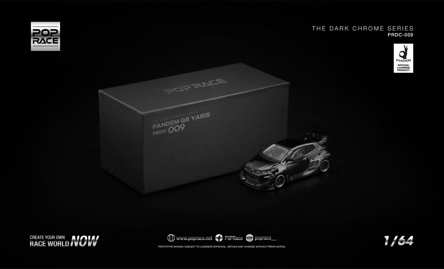 POP RACE Toyota Yaris GR Pandem 2024 | Dark Chrome 1:64 - PRE ORDER