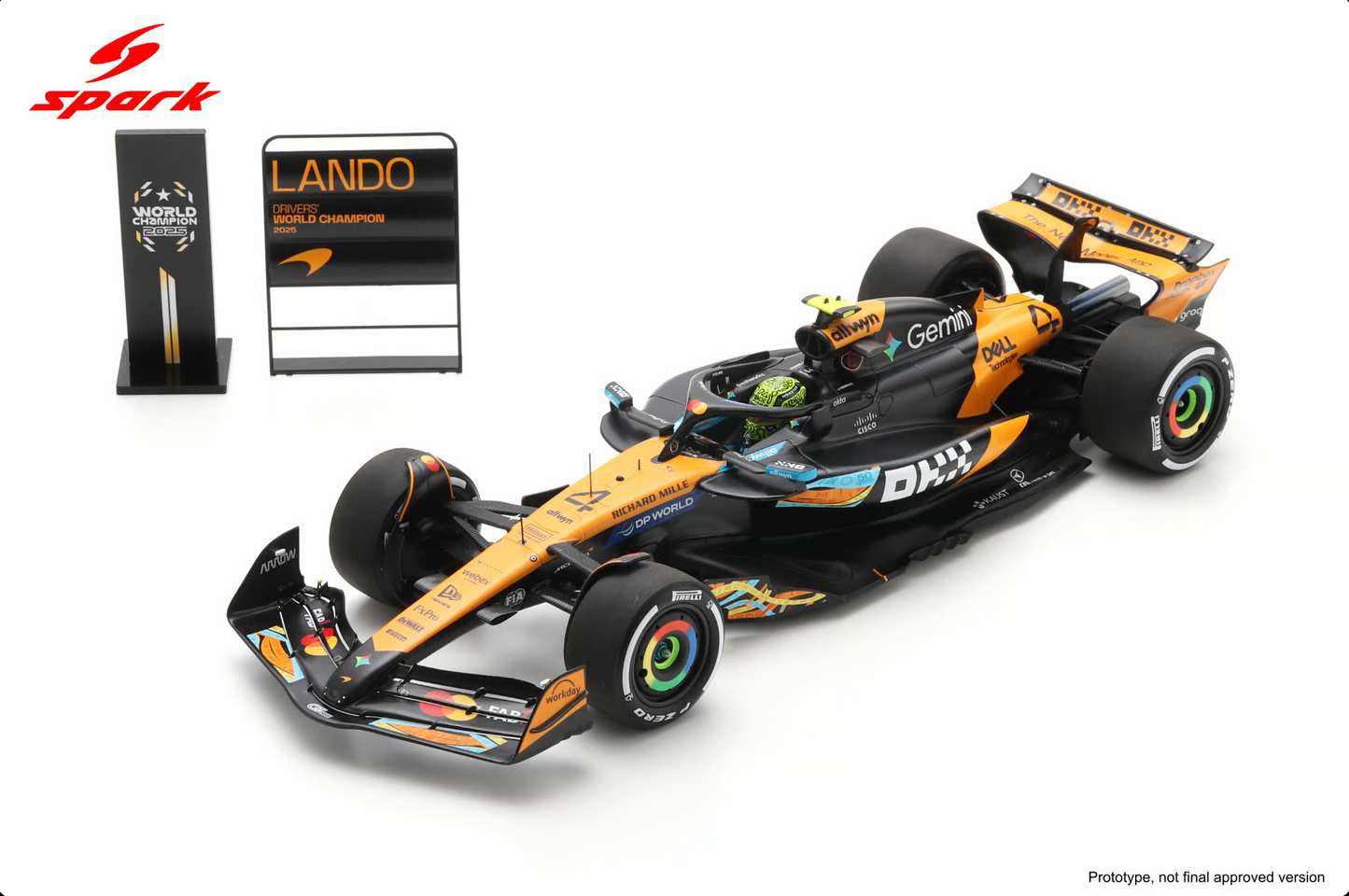SPARK McLaren MCL39 #4 Lando Norris Abu Dhabi 2025 World Champ. w/ Board | 1:18 - PRE ORDER