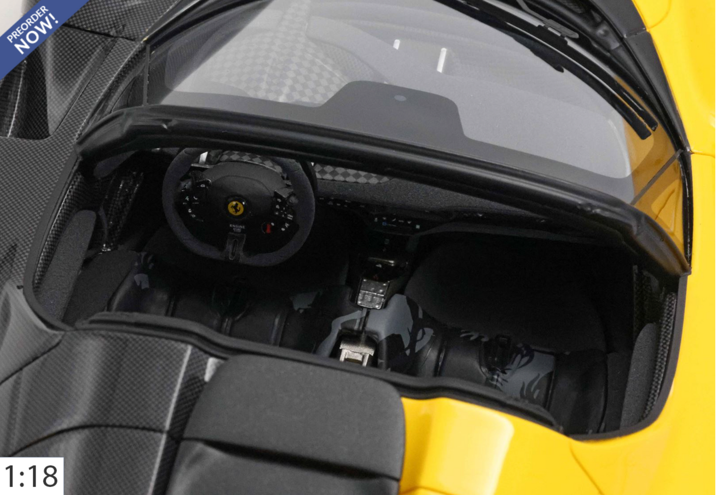 BBR 1:18 Ferrari SP3 Daytona 599+1 / Open Roof | Giallo Modena / Carbon - PRE ORDER