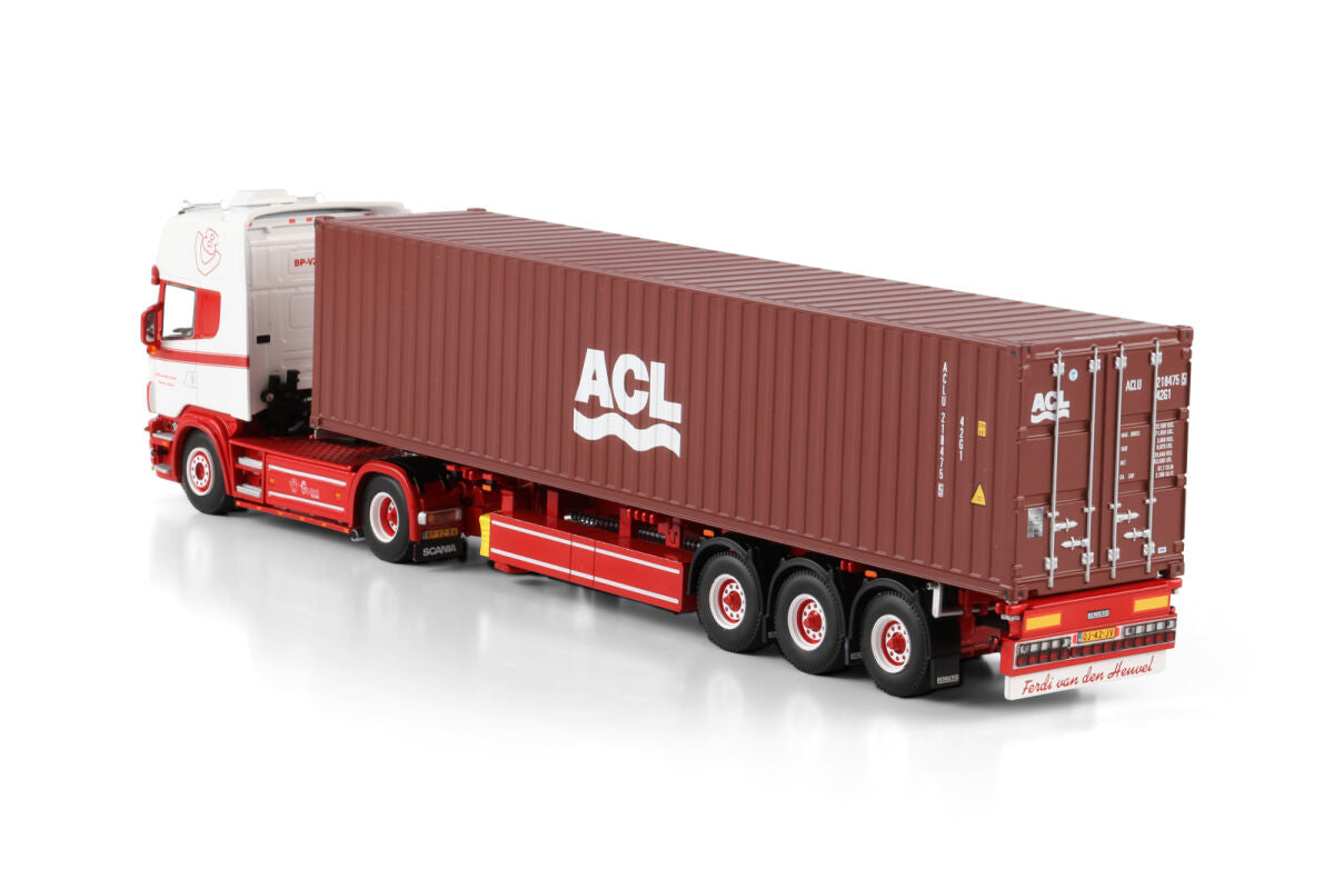 WSI MODELS Scania 4 Topline 4X2 Flex Container Trailer - 3 Axle + 40FT Container | Ferdi van den Heuvel 1:50