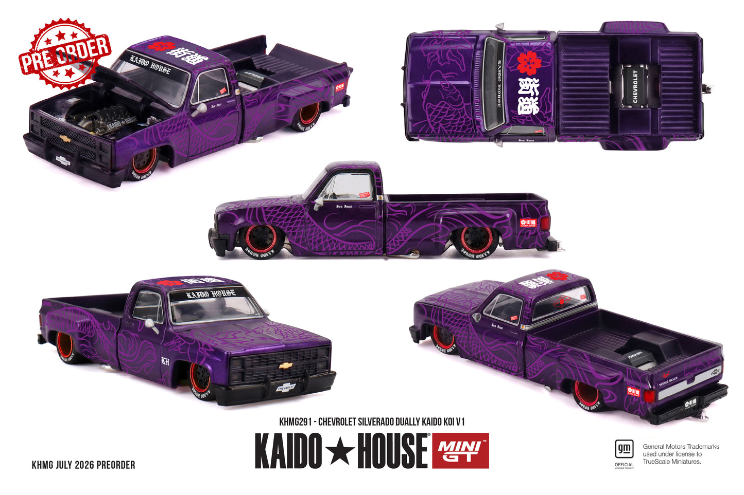 MINI GT Chevrolet Silverado Dually KAIDO Koi V1 | KHMG291 Kaido House - PRE ORDER