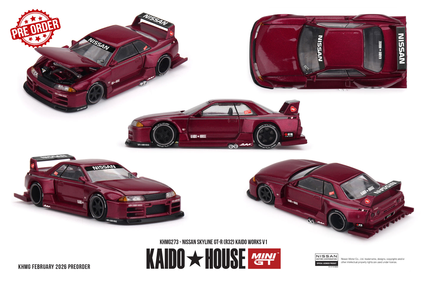 MINI GT Nissan Skyline GT-R (R32) Kaido Works V1 | KHMG273 Kaido House - PRE ORDER