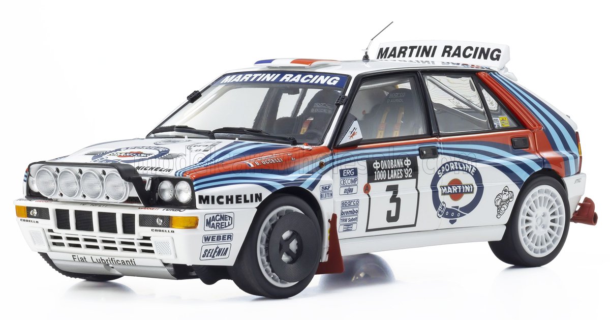 KYOSHO Lancia Delta HF Integrale Martini #3 Rally 1000 Lakes 1992 | 1:18 - PRE ORDER