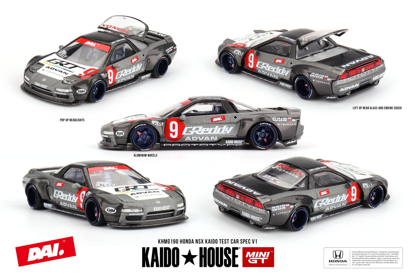 MINI GT Honda NSX Kaido Test Car Spec V1 | KHMG190 Kaido House - PRE ORDER