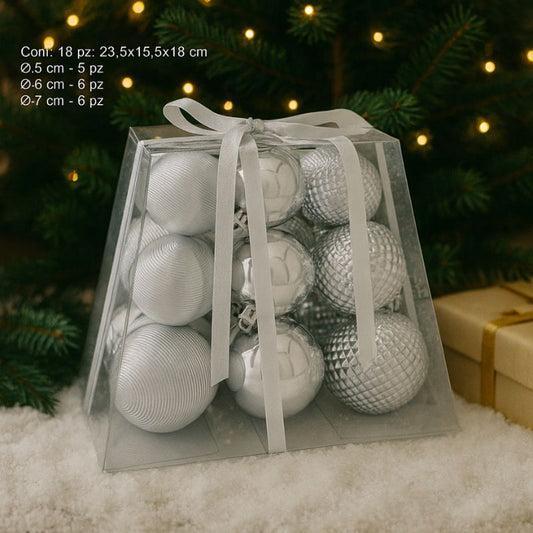 Set 18 Palline Argento | Luxury Box