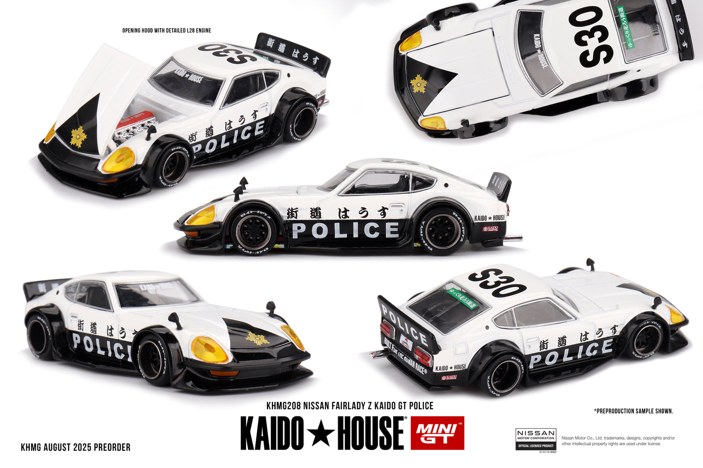 MINI GT Nissan Fairlady Z Kaido GT Police | KHMG208 Kaido House - PRE ORDER