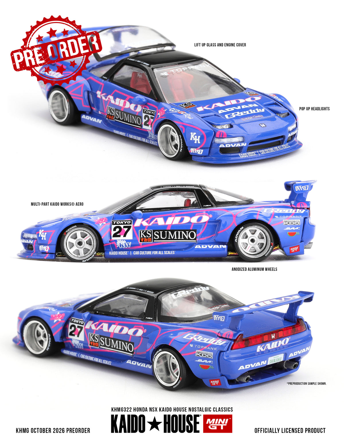 MINI GT Honda NSX Kaido House Nostalgic Classics | KHMG322 Kaido House - PRE ORDER