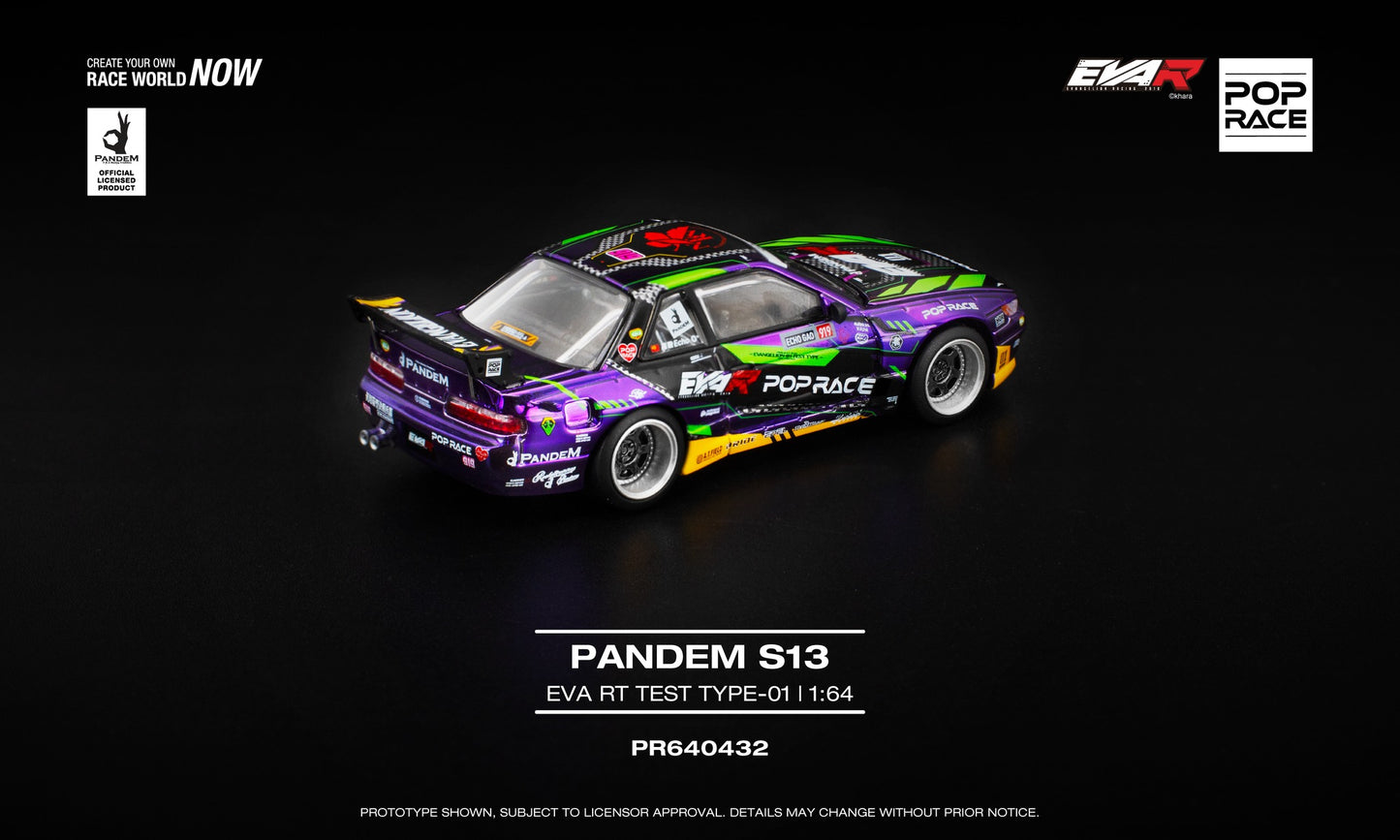 POP RACE Nissan Silvia (S13) Pandem Eva RT Test Type-01 1991 | 1:64 - PRE ORDER