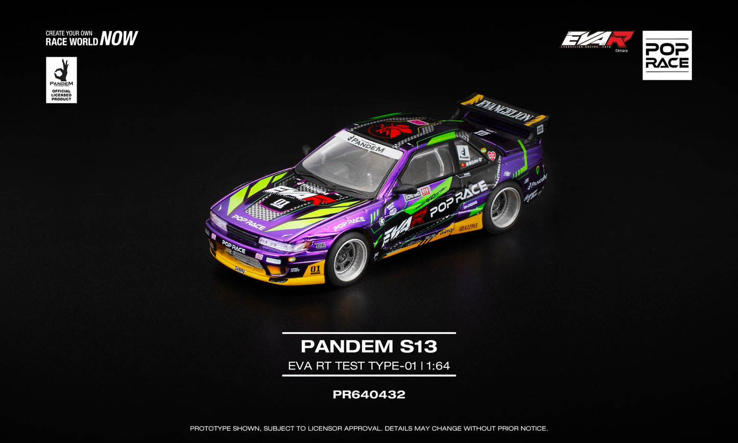 POP RACE Nissan Silvia (S13) Pandem Eva RT Test Type-01 1991 | 1:64 - PRE ORDER