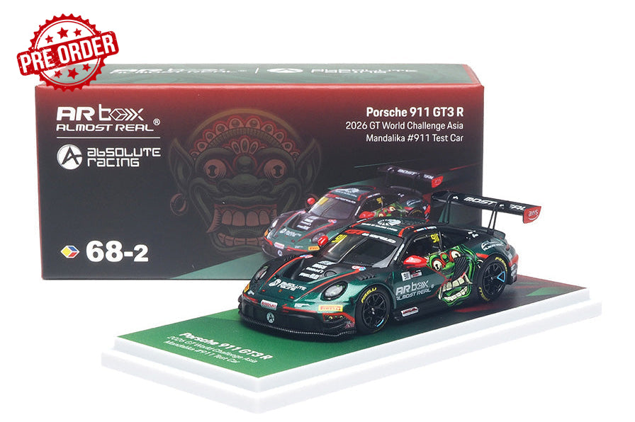 ALMOST REAL 1:64 Porsche 911 GT3 R World Challenge Asia Mandalika #911 | Test Car 2026 - PRE ORDER