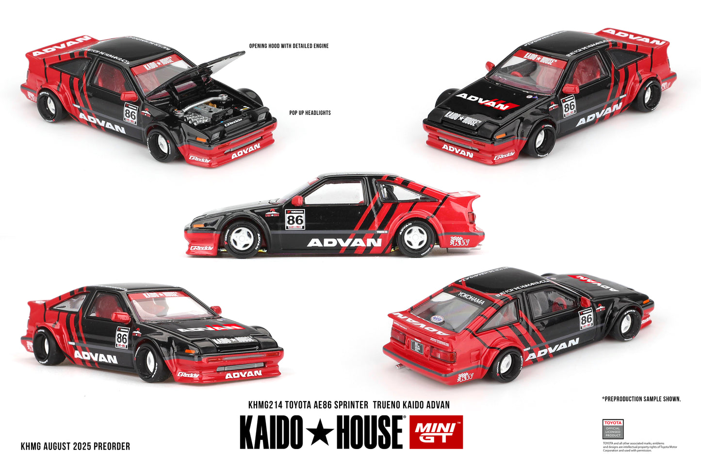 MINI GT Toyota AE86 Sprinter Trueno Kaido ADVAN | KHMG214 Kaido House
