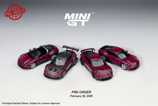 MINI GT Porsche 911 (992.1) Rubystone Red (4x Set) | 1235 - PRE ORDER