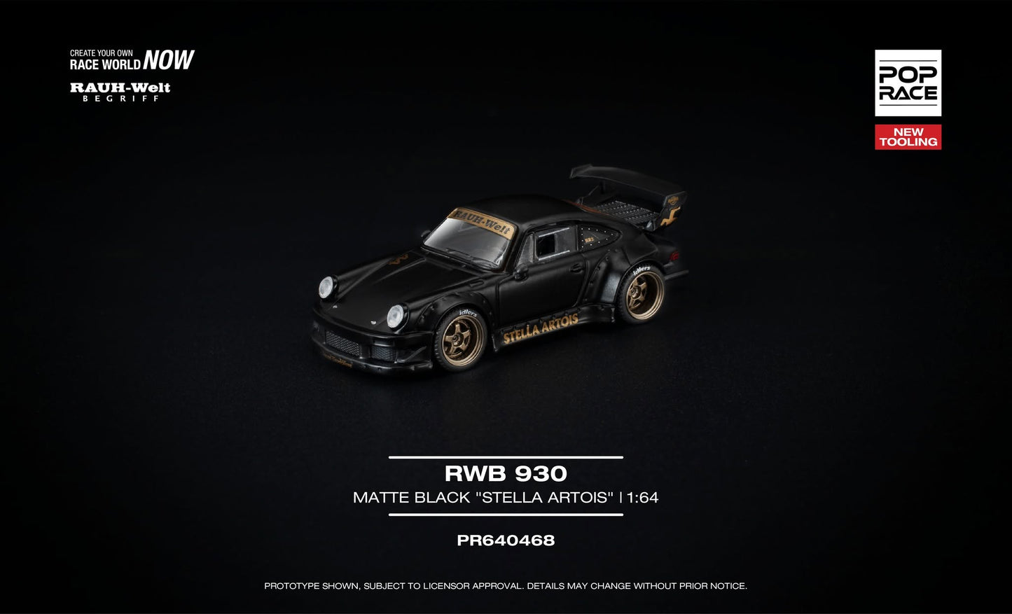 POP RACE Porsche 911 (930) RWB Matt Black | 1:64 - PRE ORDER