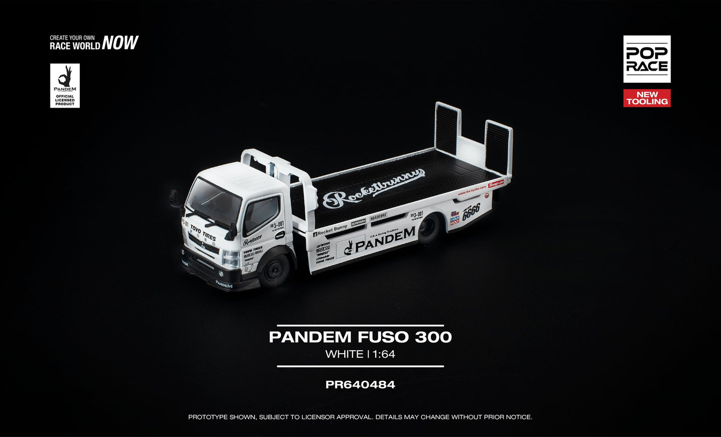 POP RACE Mitsubishi Fuso Track Car Transporter Pandem 2017 | 1:64 - PRE ORDER
