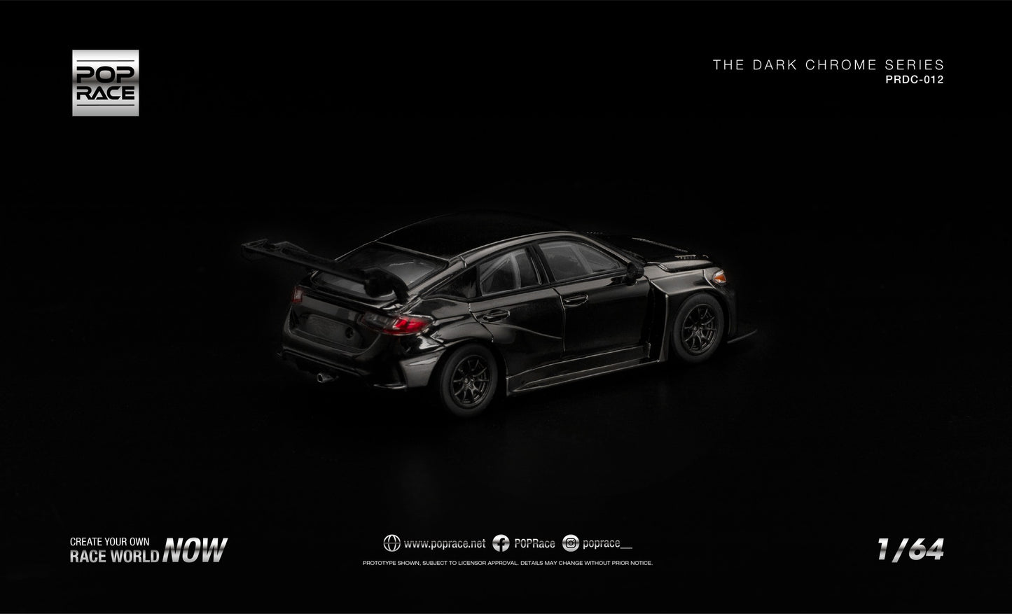 POP RACE Honda Civic Type-R (FL5) TCR 2020 | Dark Chrome 1:64 - PRE ORDER