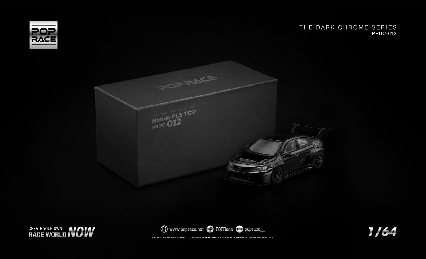 POP RACE Honda Civic Type-R (FL5) TCR 2020 | Dark Chrome 1:64 - PRE ORDER