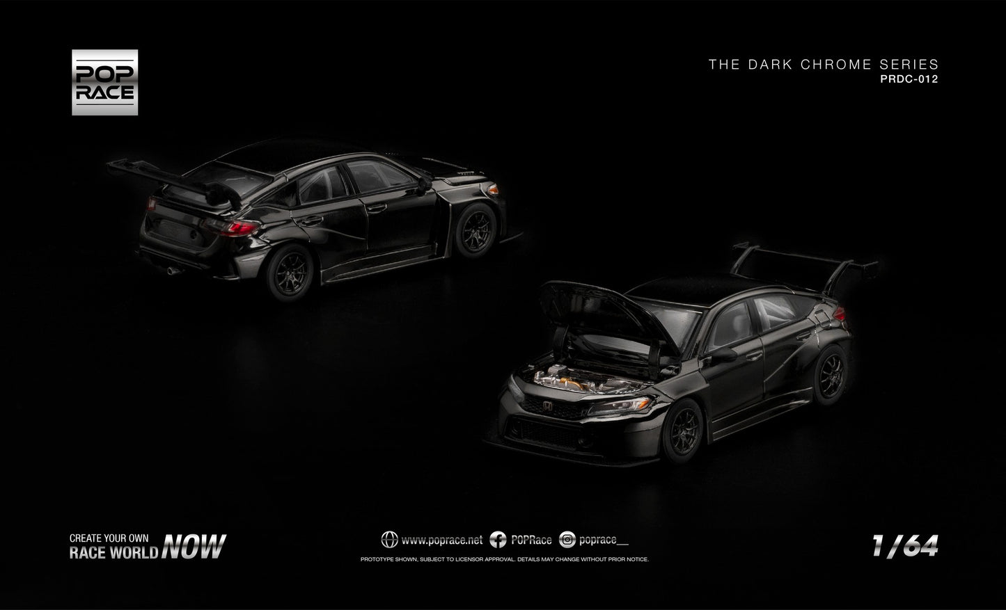 POP RACE Honda Civic Type-R (FL5) TCR 2020 | Dark Chrome 1:64 - PRE ORDER