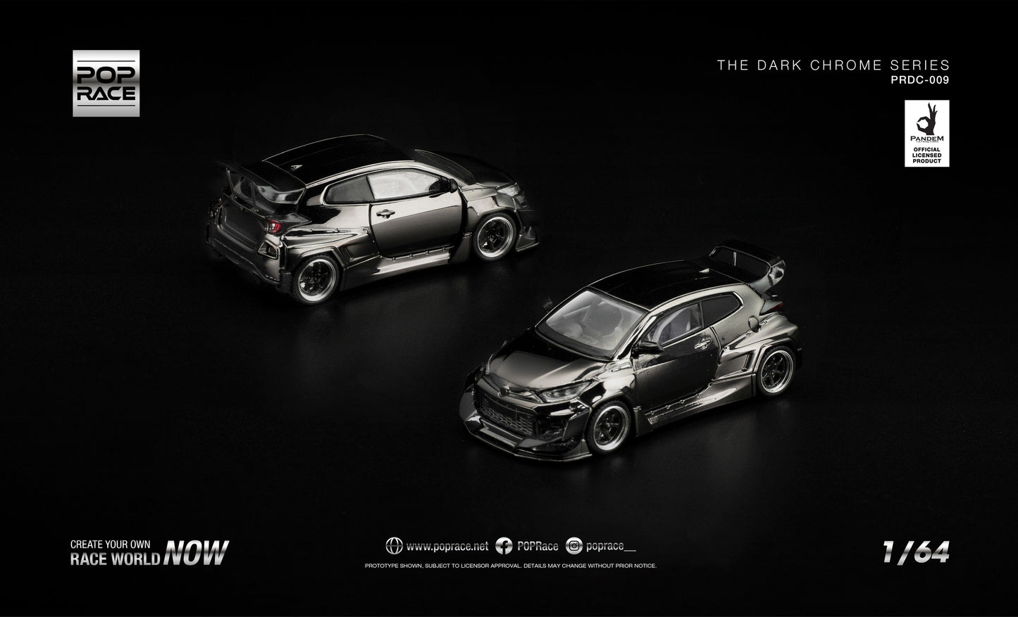 POP RACE Toyota Yaris GR Pandem 2024 | Dark Chrome 1:64 - PRE ORDER