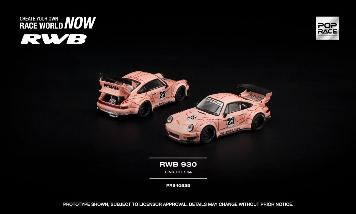 POP RACE Porsche 911 (993) RWB #23 Pink Ping 2020 | 1:64 - PRE ORDER