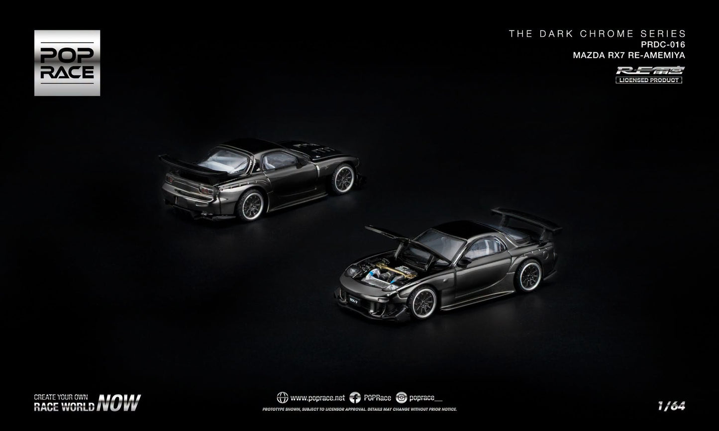POP RACE Mazda RX7 (FC3S) Re-Amemiya 2006 Dark Chrome | 1:64 - PRE ORDER