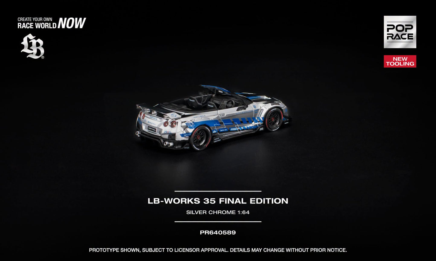 POP RACE Nissan GT-R (R35) LB Works Chrome SIlver  | 1:64 - PRE ORDER