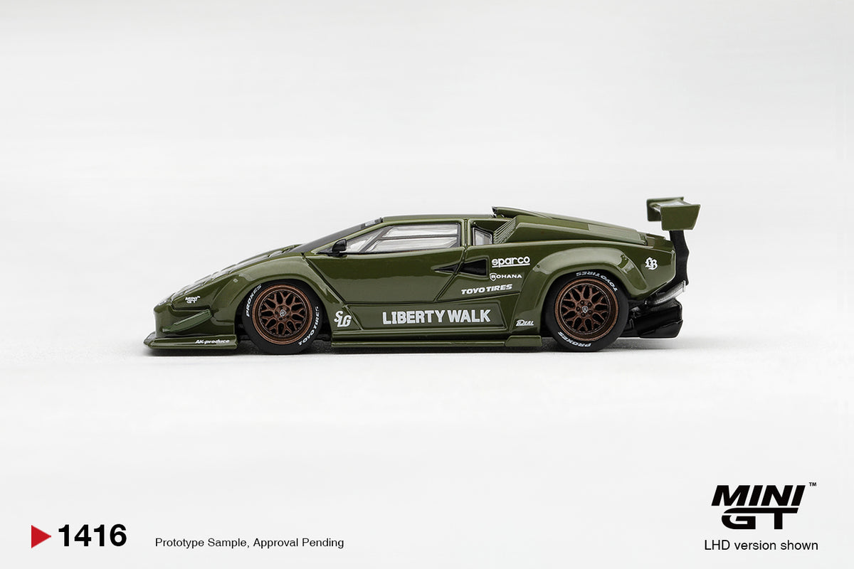 MINI GT Lamborghini Countach LB-Works Army Green | 1416 - PRE ORDER
