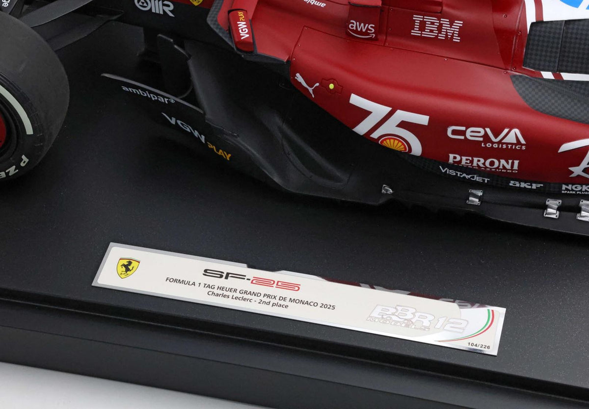 BBR 1:12 Ferrari SF-25 Monaco Livery 75 Years with Shell | C. Leclerc
