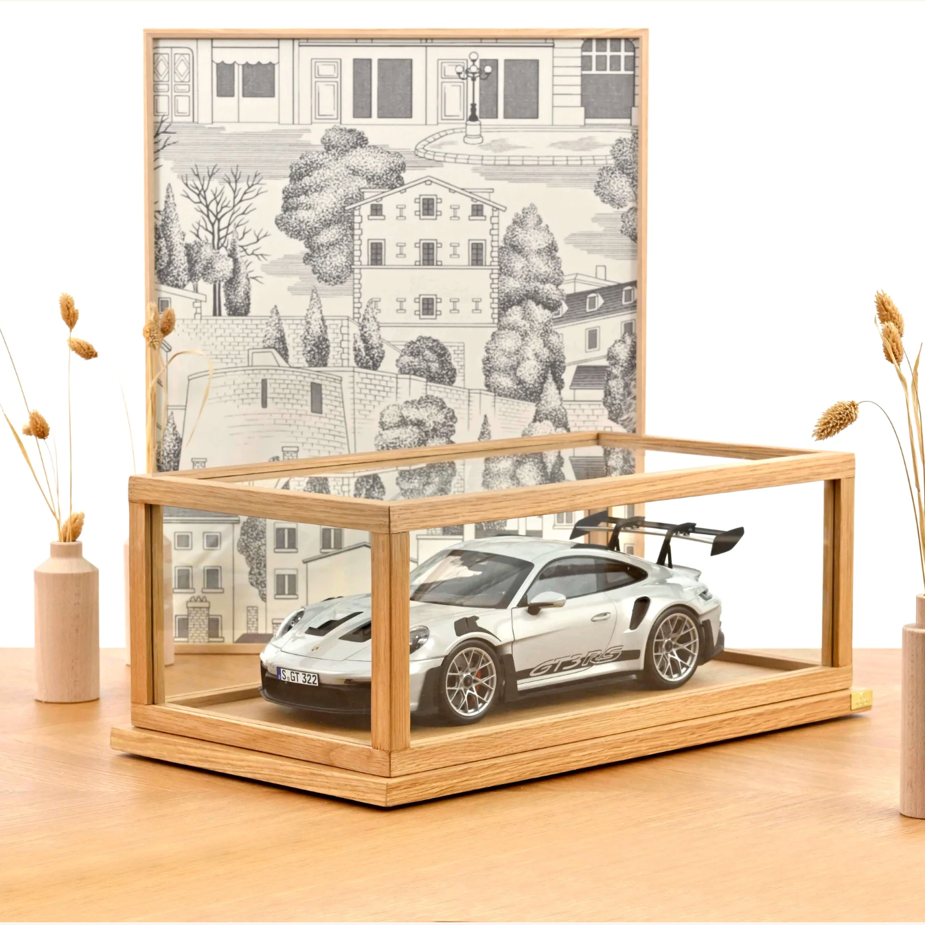 NOREV Display Box in Glass and FSC Oak | 1:12