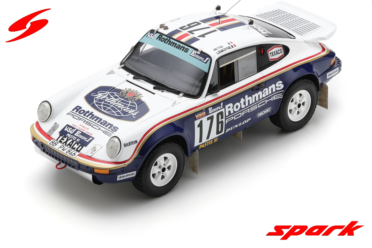SPARK Porsche 911 Carrera 3.2 4x4 (953) #176 Winner Paris-Dakar Rally 1984 R. Metge - D. Lemoyne | 1:18