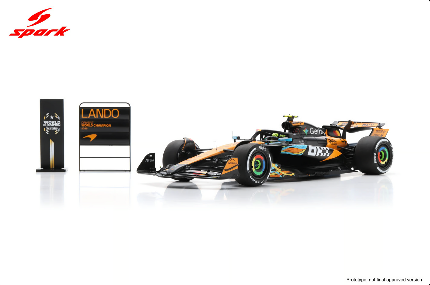 SPARK McLaren MCL39 #4 Lando Norris Abu Dhabi 2025 World Champ. w/ Board | 1:18 - PRE ORDER