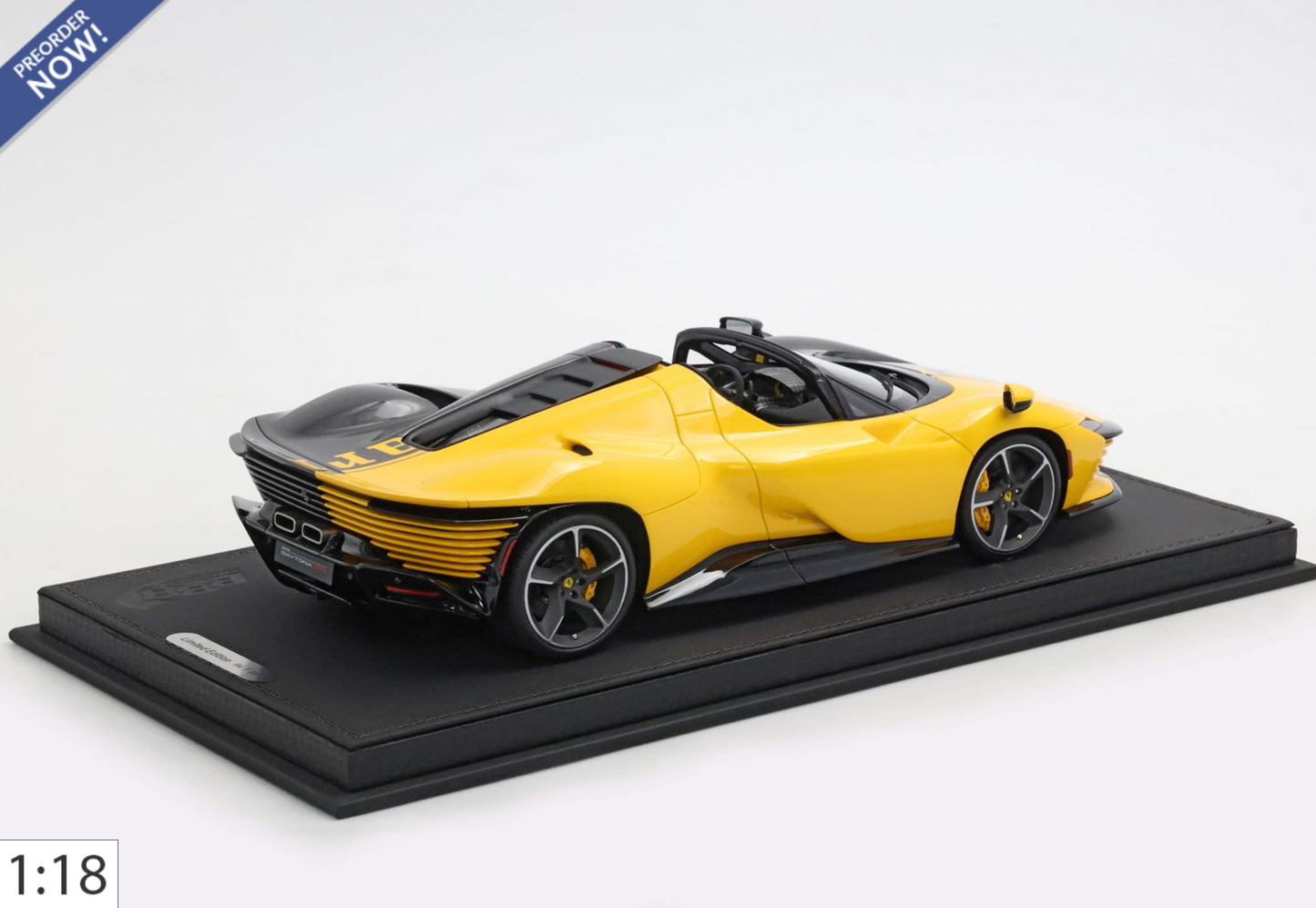 BBR 1:18 Ferrari SP3 Daytona 599+1 / Open Roof | Giallo Modena / Carbon - PRE ORDER