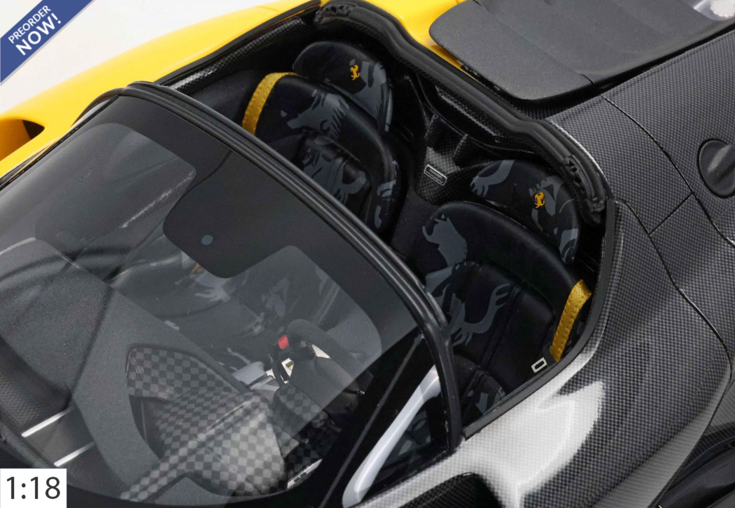 BBR 1:18 Ferrari SP3 Daytona 599+1 / Open Roof | Giallo Modena / Carbon - PRE ORDER