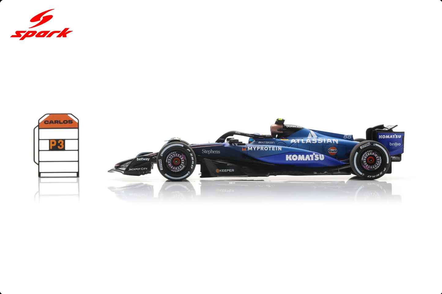 SPARK Williams FW47 #55 3rd GP Qatar 2025 Carlos Sainz + Pit Board | 1:43