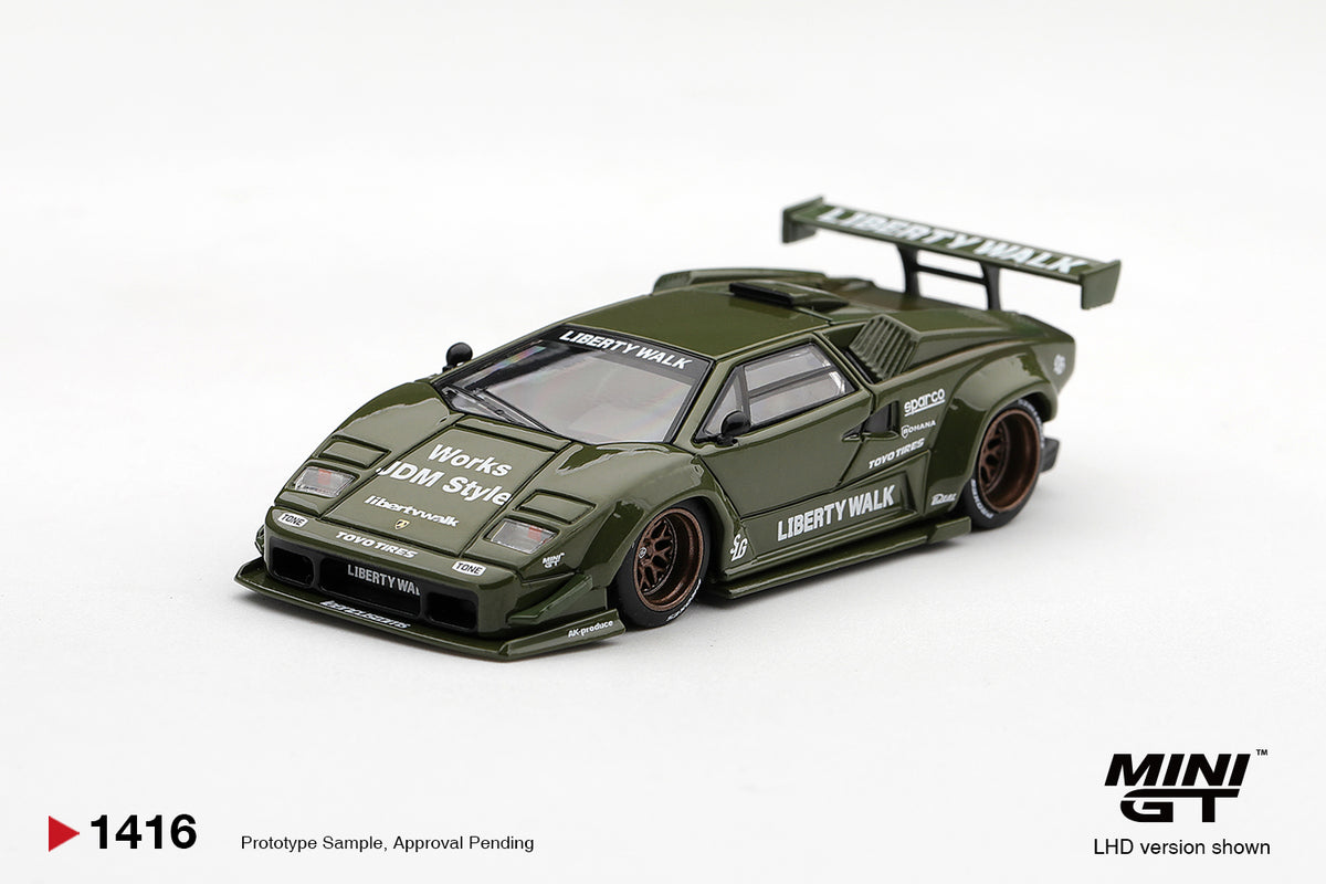 MINI GT Lamborghini Countach LB-Works Army Green | 1416 - PRE ORDER