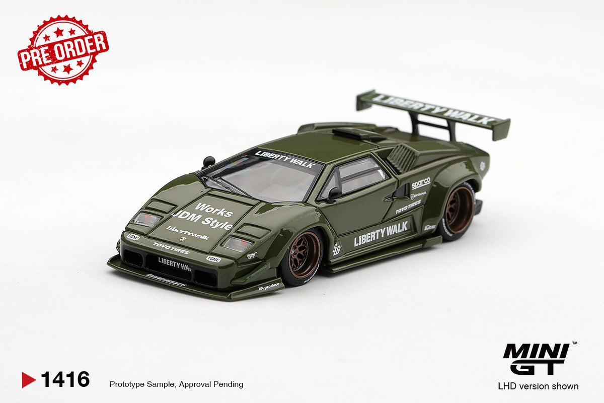 MINI GT Lamborghini Countach LB-Works Army Green | 1416 - PRE ORDER