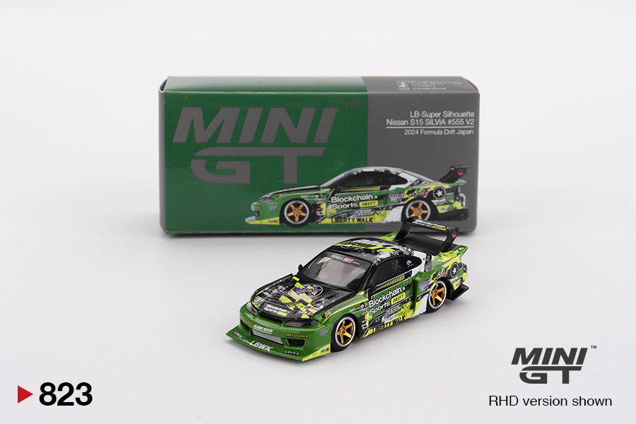 MINI GT Nissan LB-Super Silhouette S15 SILVIA #555 V2 2024 Formula Drift Japan | 823