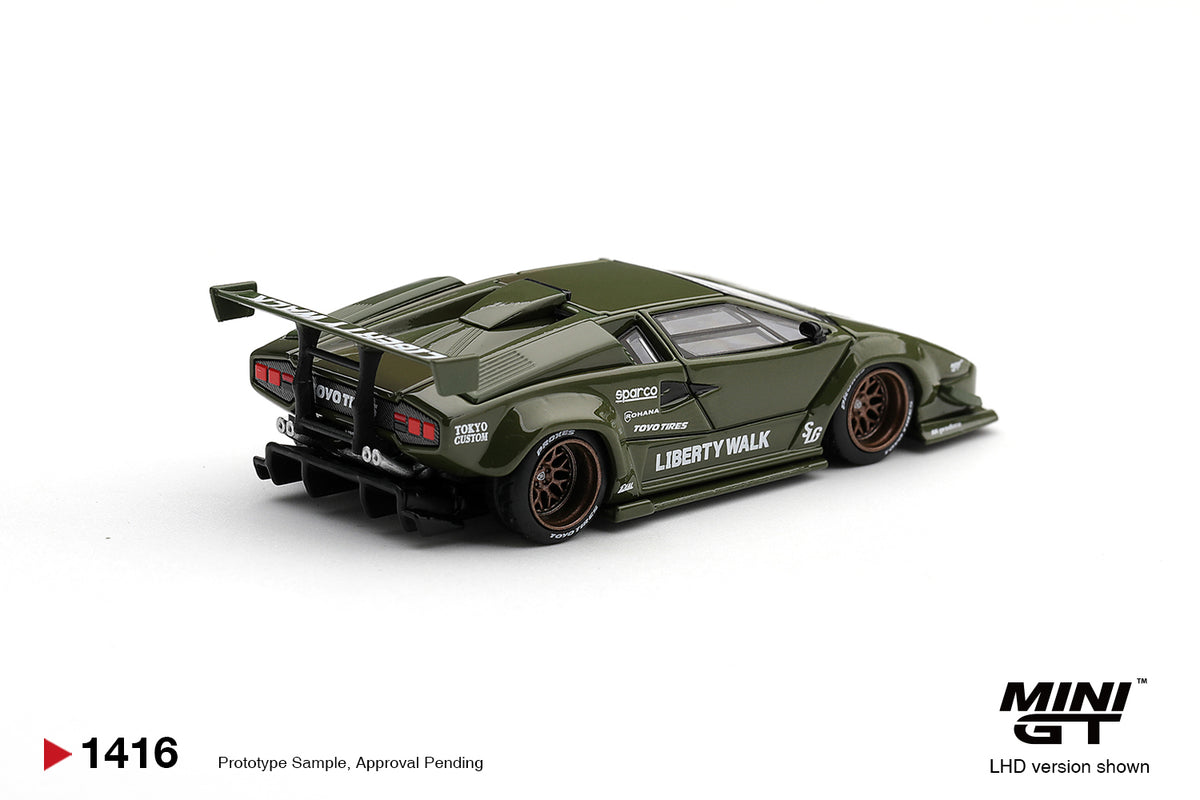 MINI GT Lamborghini Countach LB-Works Army Green | 1416 - PRE ORDER