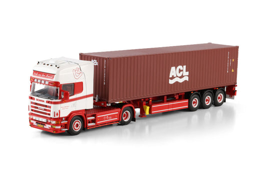 WSI MODELS Scania 4 Topline 4X2 Flex Container Trailer - 3 Axle + 40FT Container | Ferdi van den Heuvel 1:50