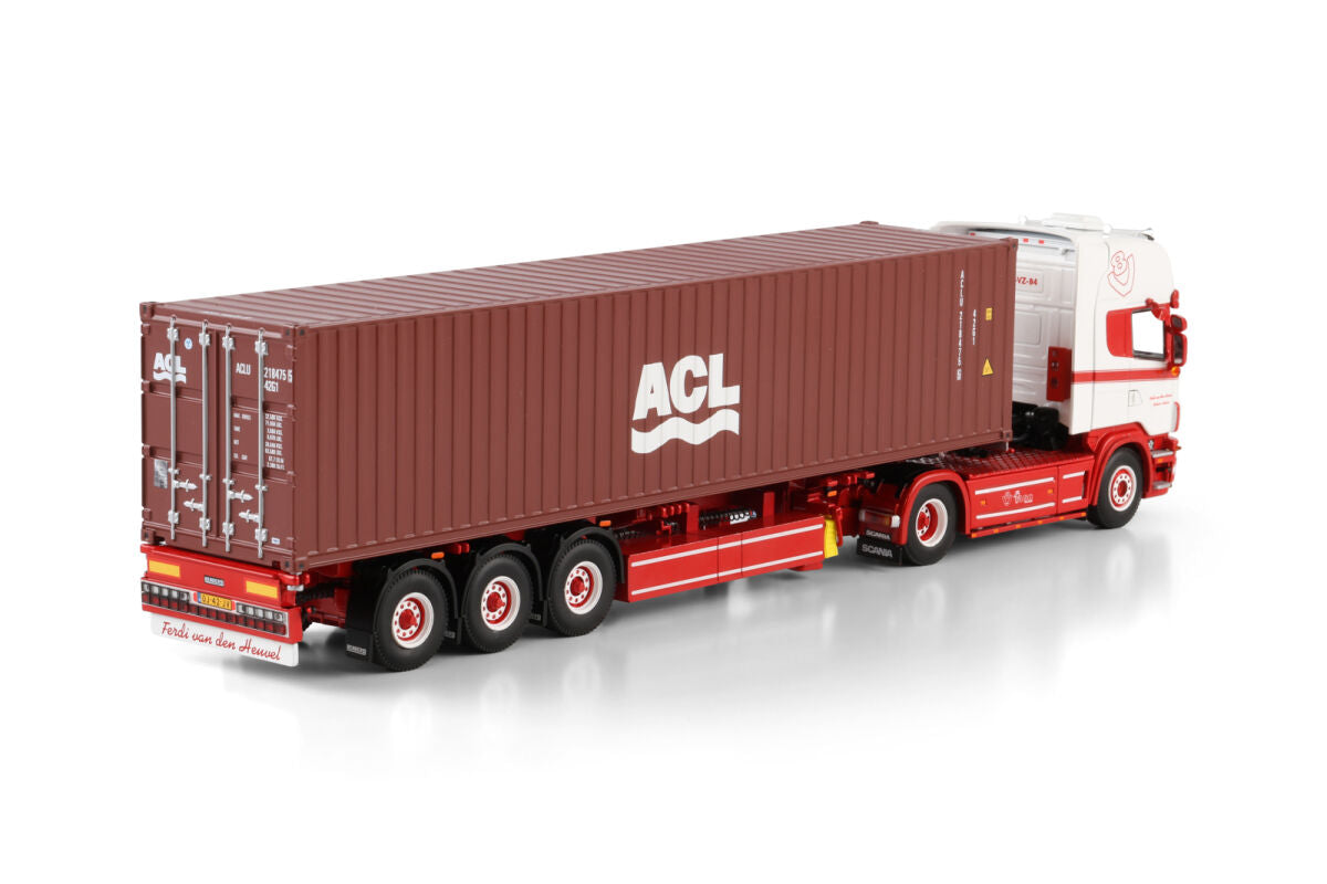 WSI MODELS Scania 4 Topline 4X2 Flex Container Trailer - 3 Axle + 40FT Container | Ferdi van den Heuvel 1:50