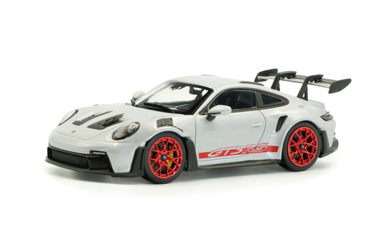 SOLIDO Porsche 911 (992) GT3 RS | Ice Grey Metallic w/Pyro Red 1:43